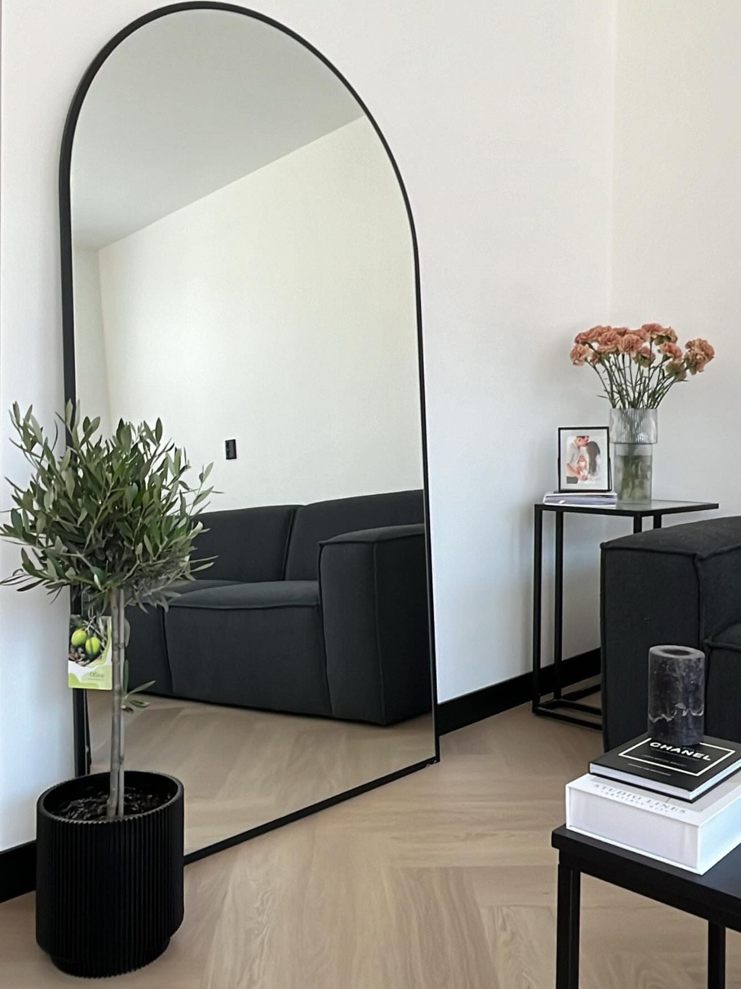Large Standing Oval Mirror 180x100 Black