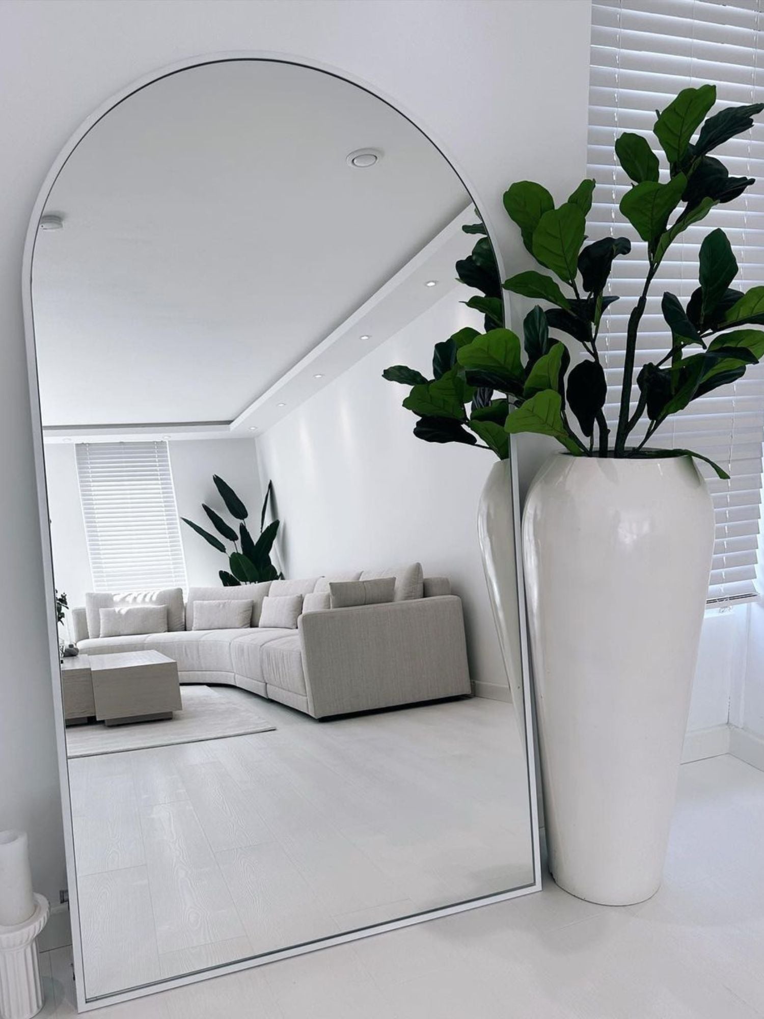 Large Standing Oval Mirror 180x100 White