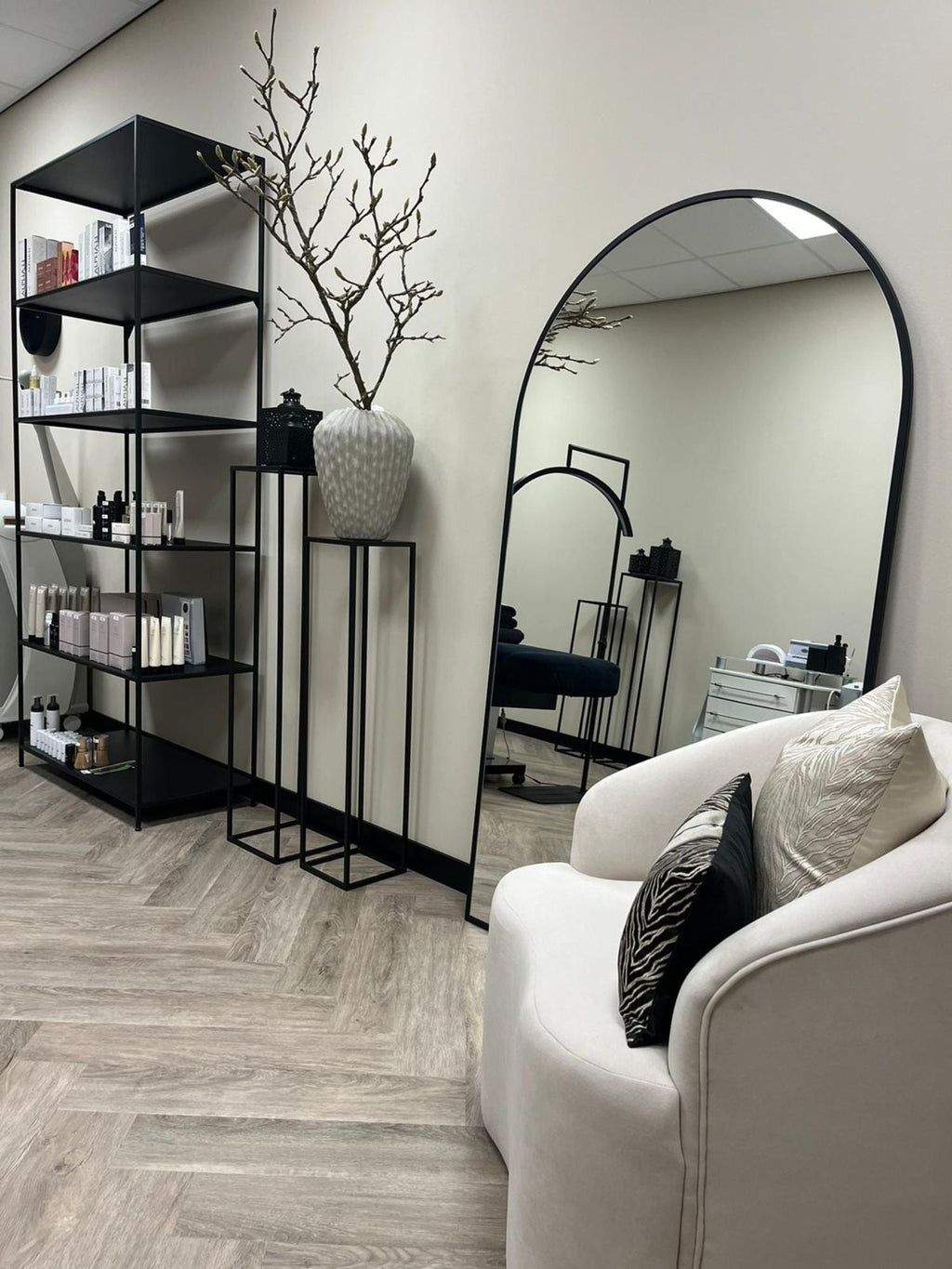 Large Standing Oval Mirror 180x100 Black