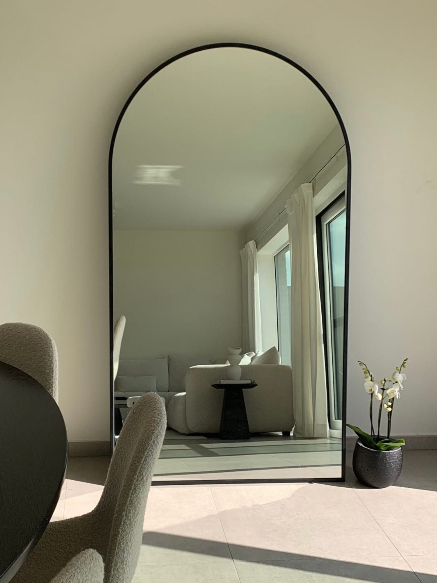 Large Standing Oval Mirror 180x100 Black