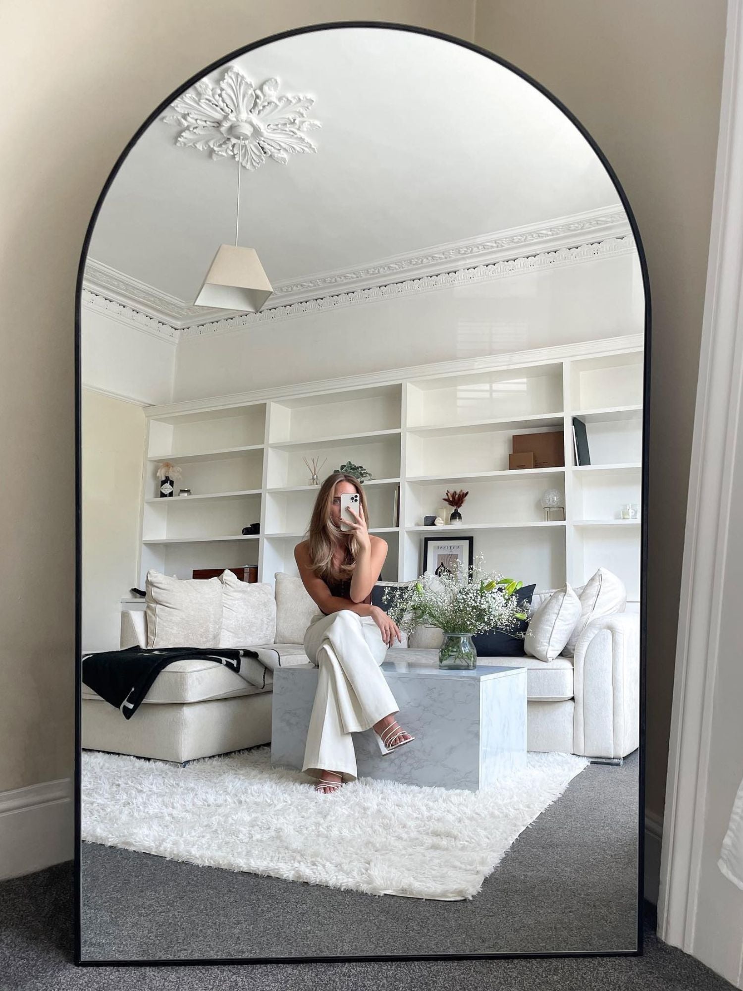 Large Standing Oval Mirror 180x100 Black