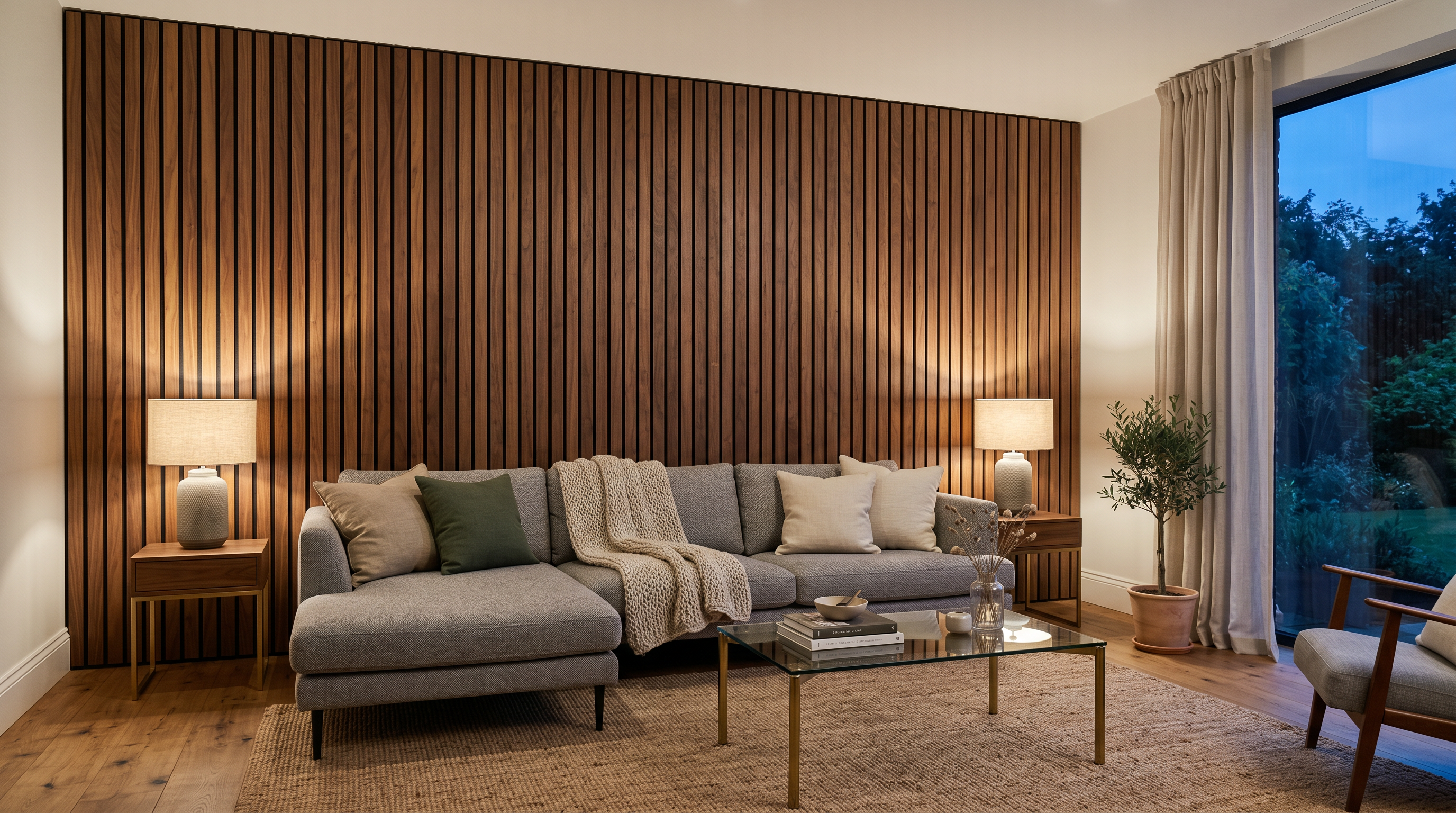 Walnut Acoustic Wall Panel 270 × 110 cm
